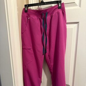 Figs Bright Fuschia small petite Zamora scrub pants